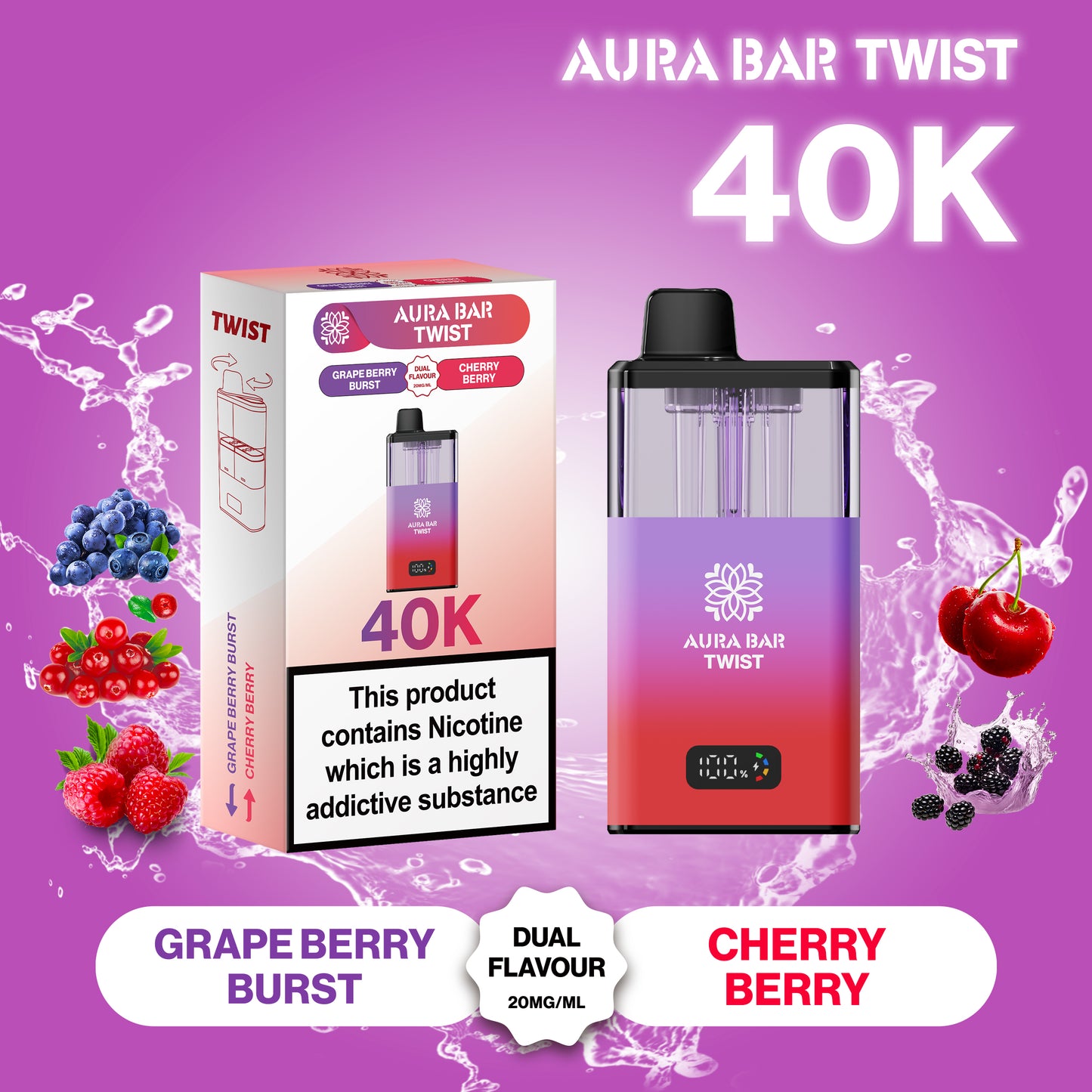 Crystal Prime 40K Puffs Aura Twist Pod Kit