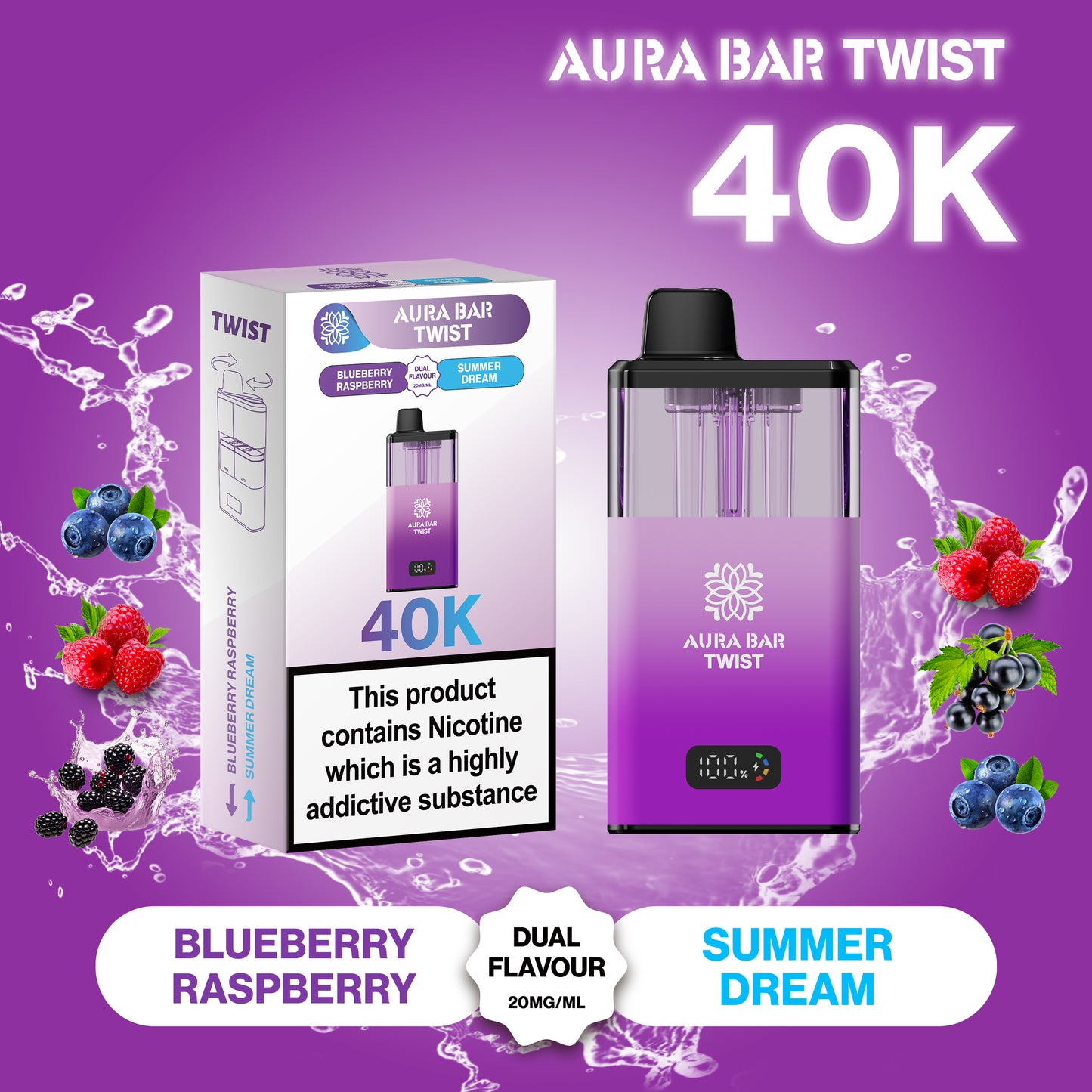 Crystal Prime 40K Puffs Aura Twist Pod Kit