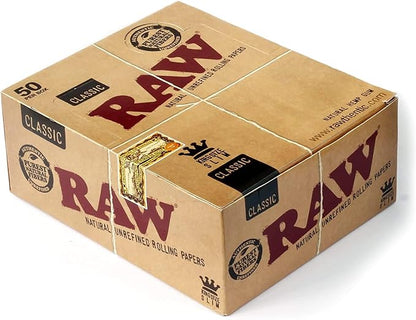 RAW Full Box of 50 Classic Rolling Papers King size Slim