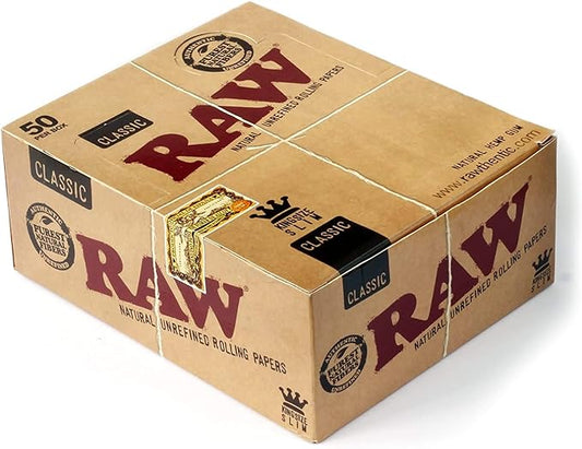 RAW Full Box of 50 Classic Rolling Papers King size Slim