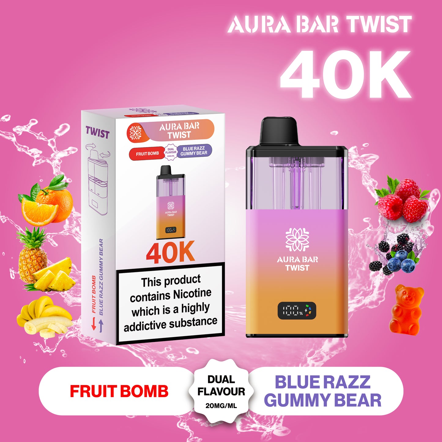 Crystal Prime 40K Puffs Aura Twist Pod Kit