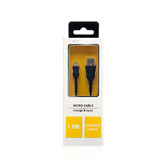 BRAIDED Cord Micro Usb Cable 1m - Black