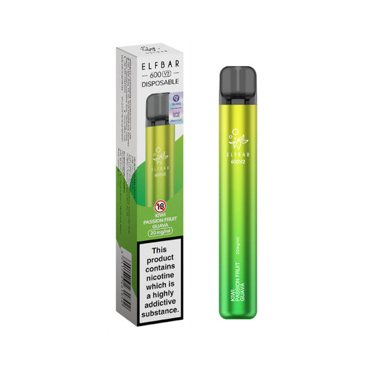 ELFBAR 600V2 Kiwi Passion Fruit Guava Disposable Vape 20mg