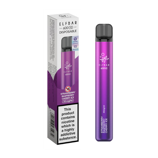 ELFBAR 600V2 Strawberry Raspberry Cherry Ice Disposable Vape 20mg