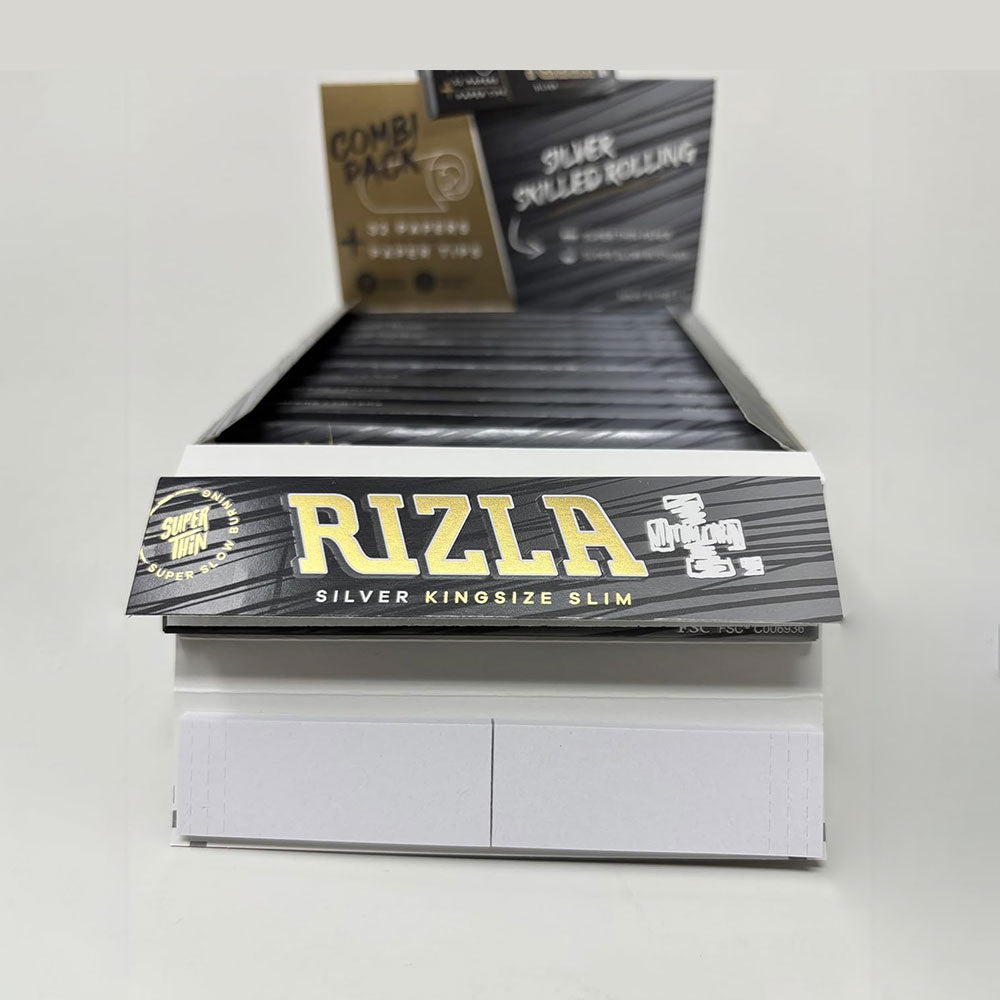 Rizla 32 Combi king size silver Cigarette Paper Box Of 24 Booklets