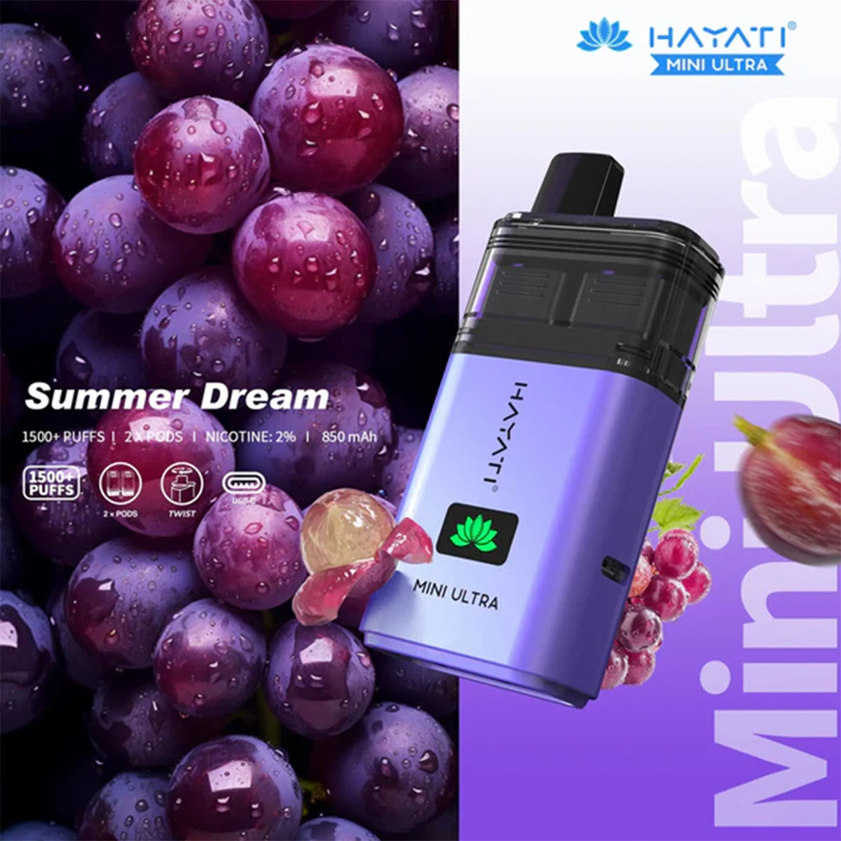 Hayati Mini Ultra 1500 Prefilled Pod Vape Kit