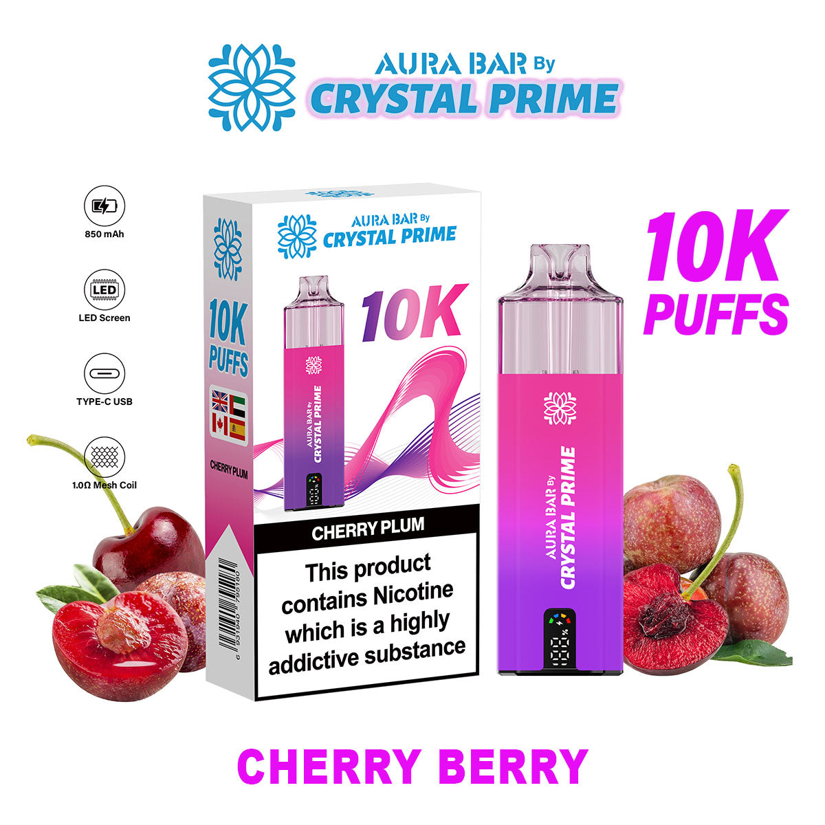 Crystal Prime Aura Bar 10K Puffs Prefilled Vape Kit