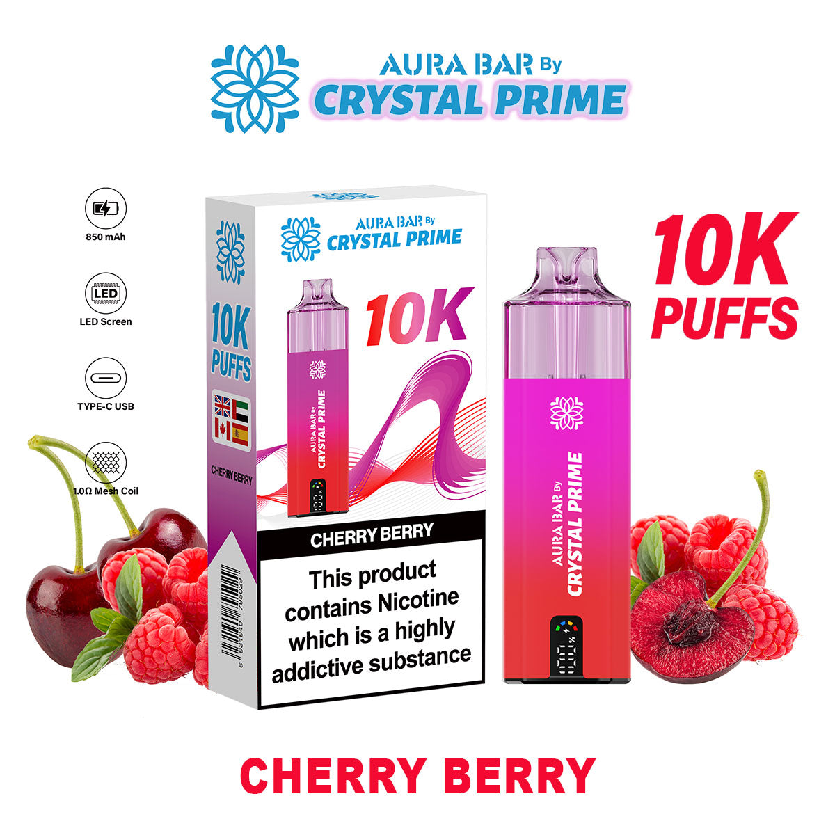 Crystal Prime Aura Bar 10K Puffs Prefilled Vape Kit