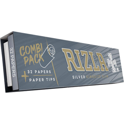 Rizla 32 Combi king size silver Cigarette Paper Box Of 24 Booklets
