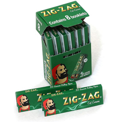 Zig-Zag 10 Pack x 8 Booklet Green Cut Corners Regular Rolling Papers
