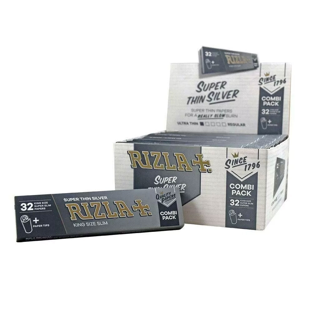 Rizla 32 Combi Pack Super Thin  Silver Cigarette Paper - Box Of 24 Booklets