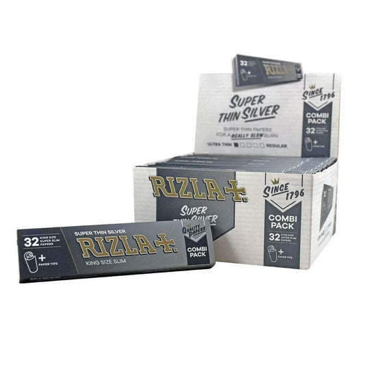 Rizla 32 Combi Pack Super Thin  Silver Cigarette Paper - Box Of 24 Booklets