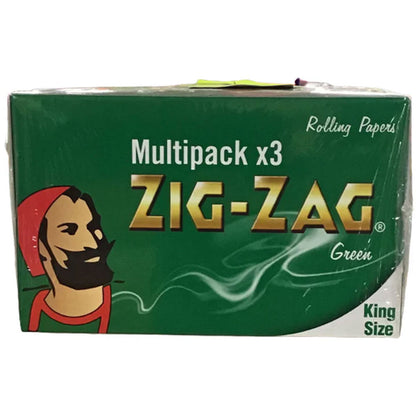 Zig Zag Rolling Papers - King Size - Green - Multipack X 3 - Pack of 12
