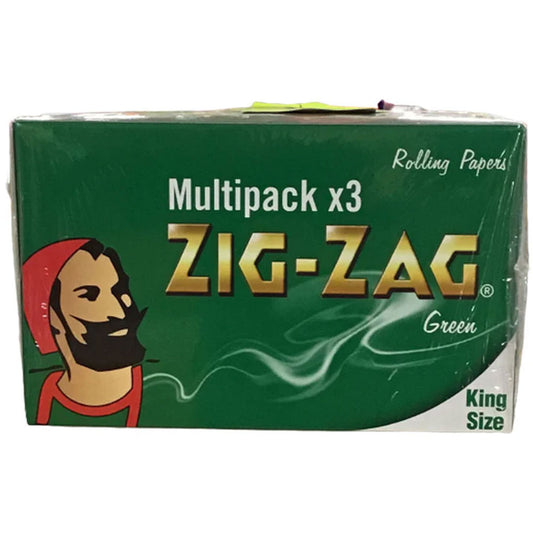 Zig Zag Rolling Papers - King Size - Green - Multipack X 3 - Pack of 12